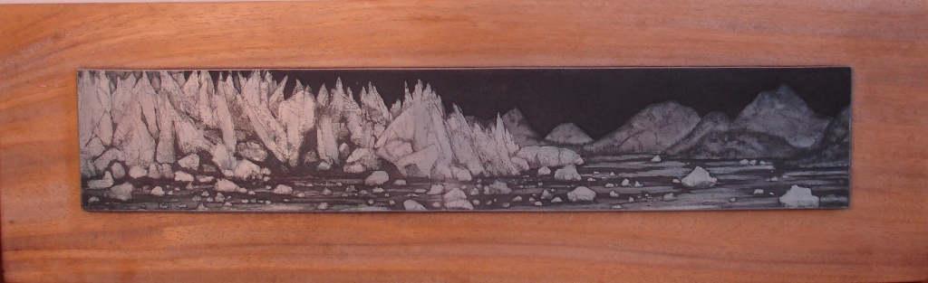 Columbia Glacier - Alaska, Plate mounted on wood